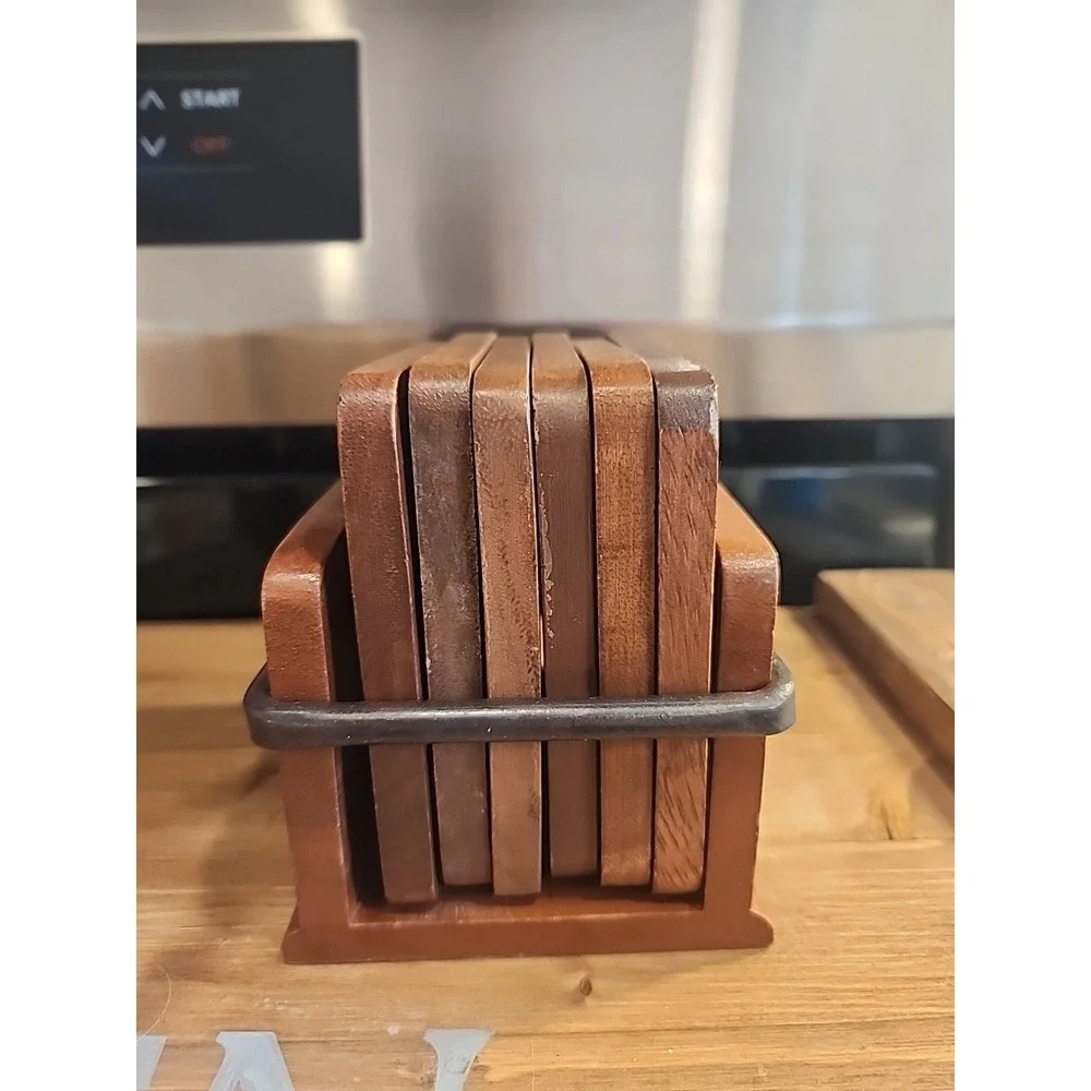 Made In THAILAND-6 Wooden Coaster Set Square‎ Holder